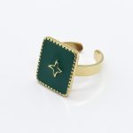 ANDRIANI jewels kallirroi gr faux bijoux δαχτυλίδι ατσάλινο επίχρυσο με σταυρό και ψημένο σμάλτο πράσινο