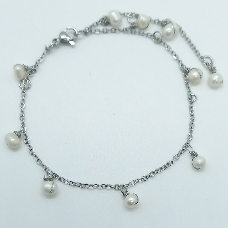 AVILLIA jewels kallirroi gr faux bijoux βραχιόλι χεριού ατσάλινο ασημί λευκή πέρλα